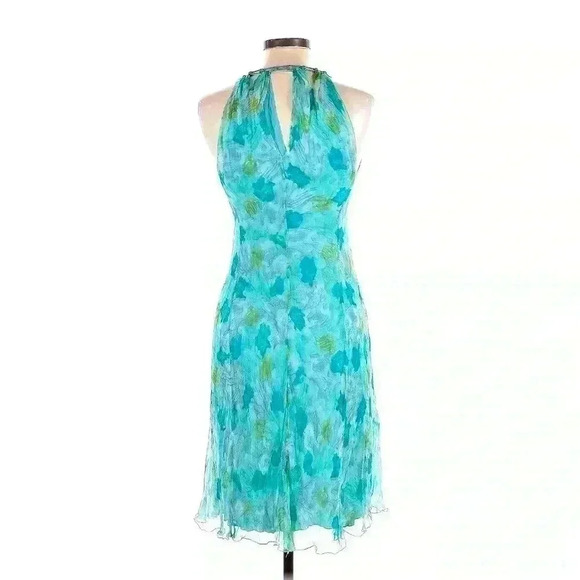 90s y2k Slip Dress Ruffle 44 10 Chiffon Cutout Floral Cocktail ALBERTA FERRETTI - Picture 2 of 14